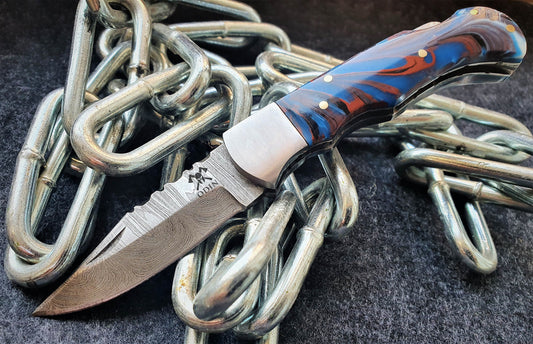 ODIN VIKING Cuchillo Damasco Odin Viking Edc, Peso ligero, CUCHILLO DE DISEÑO UBUTT