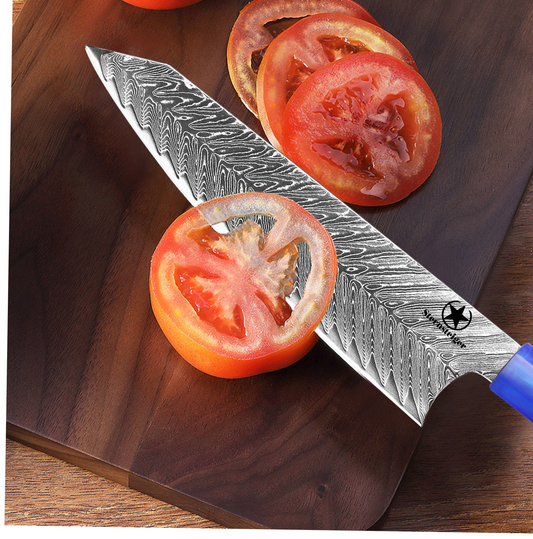 Cuchillo de damasco Sternsteiger Serie de cuchillos de damasco Dragon - mango negro-azul