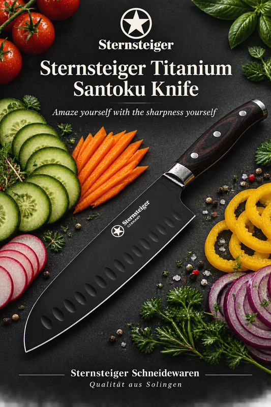 Titan Santoku-Messer mit Hohlschliff (7"/18cm) | Sternsteiger - Titanium Kollektion