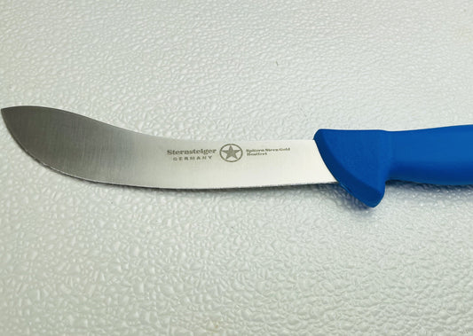 Abhäutemesser mit blauem Griff und Klinge aus Stahl