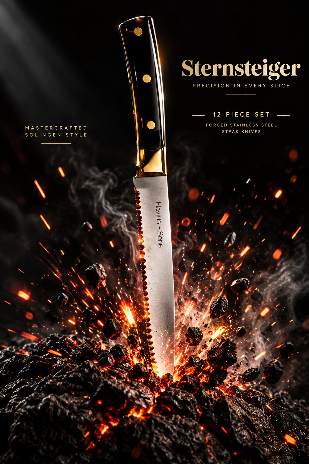 Sternsteiger Flavius Premium Steak Knives | 12-Piece Forged Stainless Steel Dinner Knife Set
