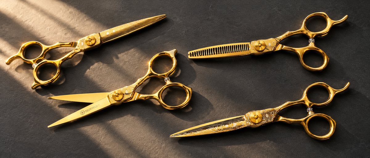 Sternsteiger Gold Blitz 6-Inch Professional Hair Scissors Set – Limited Edition Ergonomic Barber & Salon Shears
