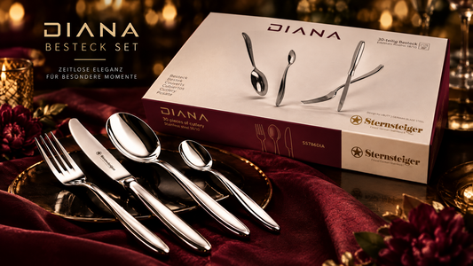 Sternsteiger Diana 30-teiliges Besteckset | Elegantes 18/10 Edelstahl Besteckset für 6 Personen
