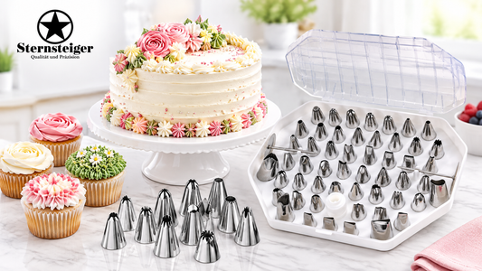 Sternsteiger Professional 26-Piece Stainless Steel Piping Nozzles & Icing Tips Set with Storage Box