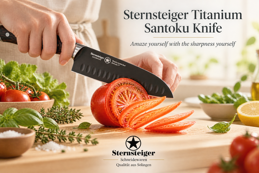 Titan Santoku-Messer mit Hohlschliff (7"/18cm) | Sternsteiger - Titanium Kollektion