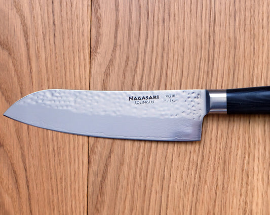 Nagasaki Solingen 7"/18cm hand-hammered Santoku Knife