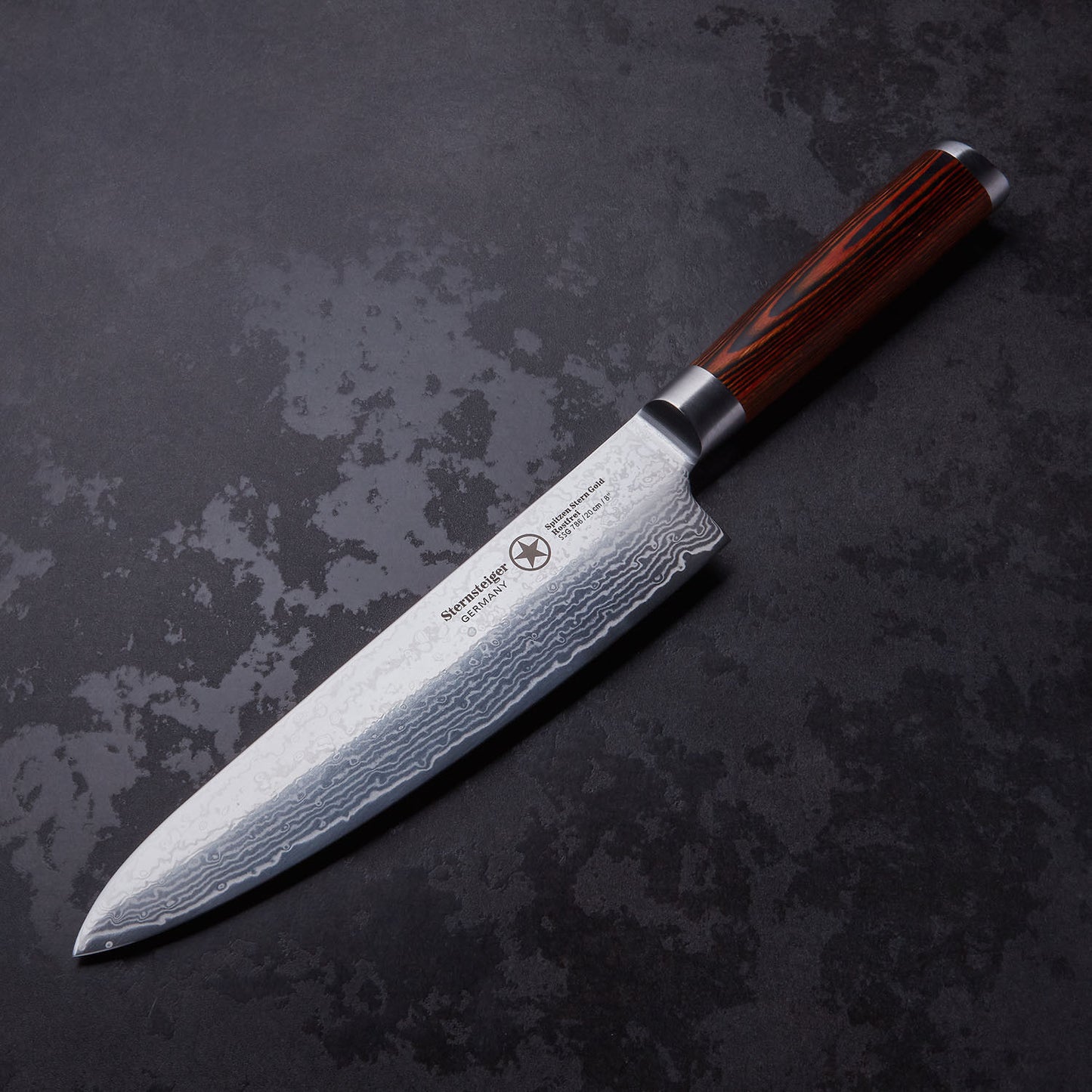 Cuchillo de chef Sternsteiger Damascus - acero damasco japonés VG-10 - SPITZEN-STERN GOLD SERIES