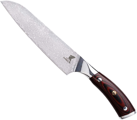 Hiroto Damascus Knife - 7" Santoku Knife